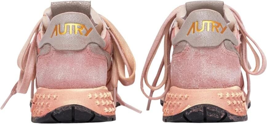 Autry Roze Leren Sneakers met US Vlag Logo