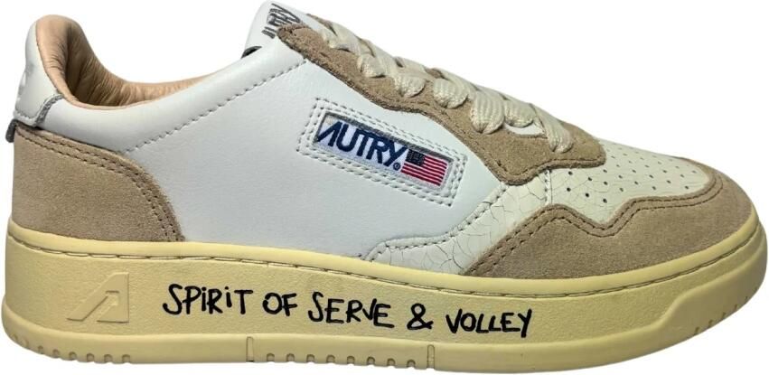 Autry Leren lage sneakers met suède inzetstukken Beige Dames - Foto 6