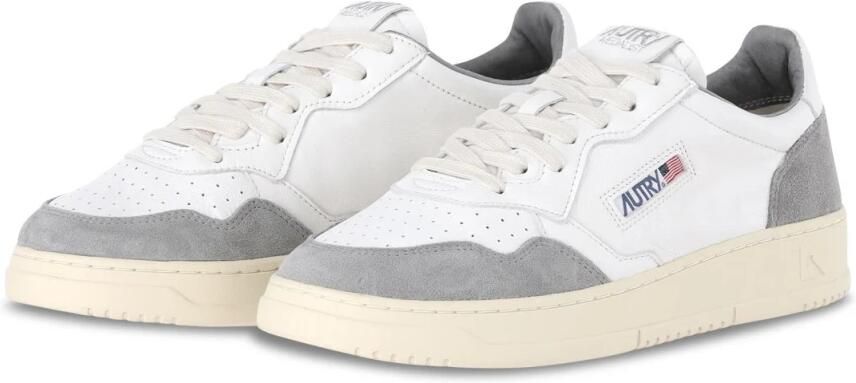 Autry Witte leren lage sneakers met grijze suède details Gray Heren - Foto 2
