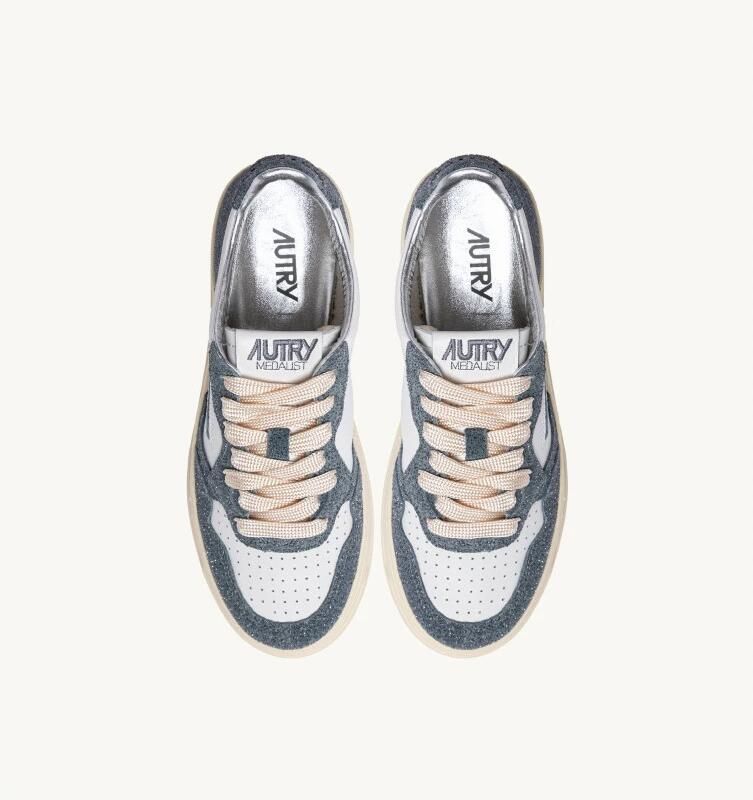 Autry Vintage-geïnspireerde Lage Sneakers Wit Grijs