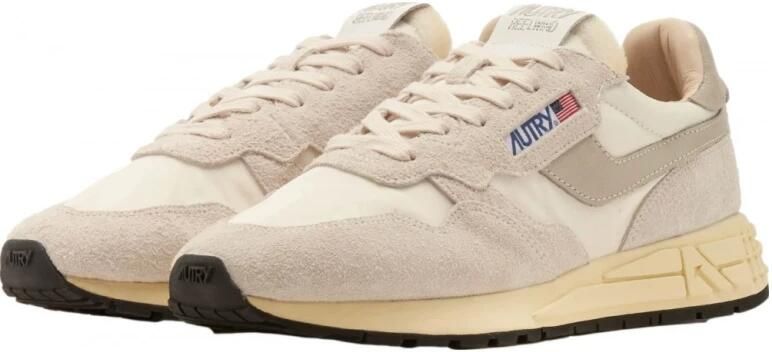 Autry Witte en natuurlijke suède lage sneakers