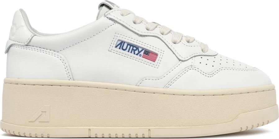 Autry Witte Leren Lage Platform Sneakers