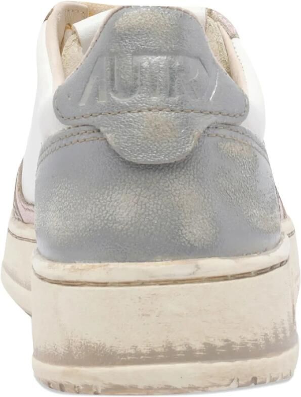 Autry Witte Leren Sneakers met Roze Accenten