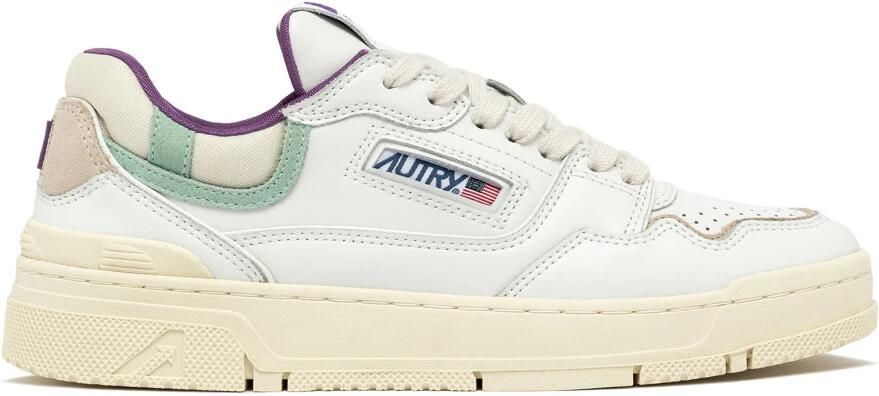 Autry Low-Top Sneakers White Leather Low-Top Sneakers With Aquamarine Acc in groen
