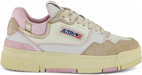 Autry Low-Top Sneakers Multicolor Low Top Sneakers With Logo Patch In Lea in poeder roze