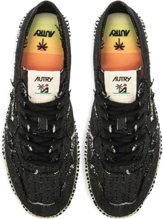 Autry Zwarte Katoenen Platte Schoenen