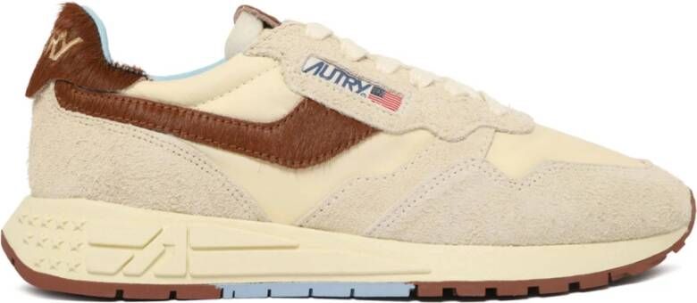 Autry Beige Bruin Panel Lace-up Sneakers