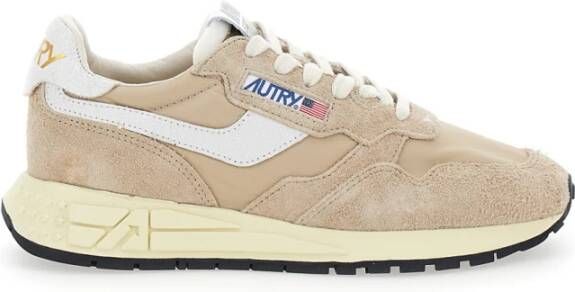Autry Beige Nylon Sneakers met Suède Inzet Multicolor Dames