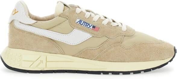 Autry Beige Nylon Sneakers met Suède Inzet Multicolor
