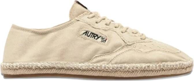 Autry Beige Zijde & Nylon Platte Schoenen