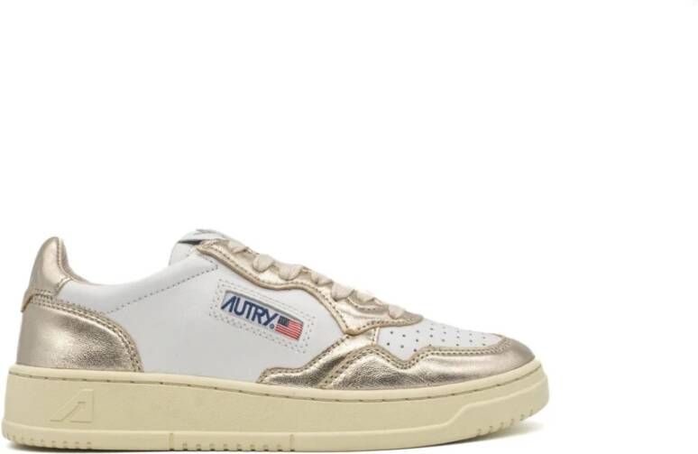 Autry Witte Platina Leren Sneakers Vintage-geïnspireerd Wit Dames