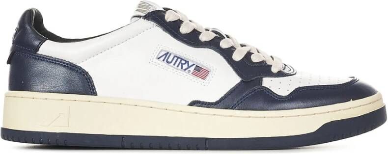 Autry Vintage-geïnspireerde witte en groene leren sneakers White Heren