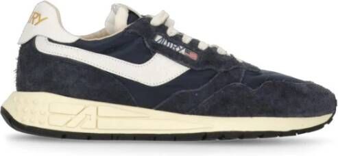 Autry Blauwe Leren Sneakers Ronde Neus