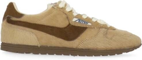 Autry Bruine Leren Sneakers met Logodetails