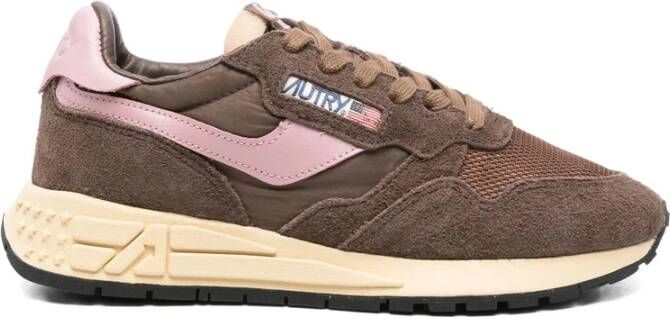 Autry Bruine Suède Mesh Veterschoenen