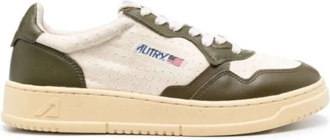 Autry Lage Top Canvas en Leren Sneakers Beige Heren