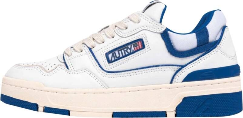 Autry Lage Leren Sneaker met Blauwe Suède Inzetstukken Wit Heren