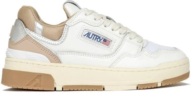 Autry Lage Sneakers in Wit Beige en Zilver White Dames