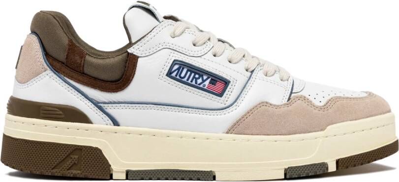 Autry Witte lage sneakers met groene details White Heren