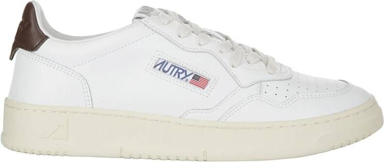 Autry Witte bruine leren sneakers Vintage geïnspireerd ontwerp Wit Heren