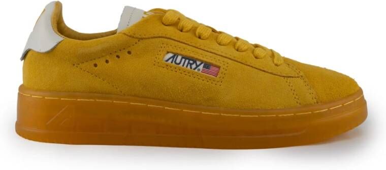 Autry Gele Dallas Lage Suède Sneakers Yellow Dames