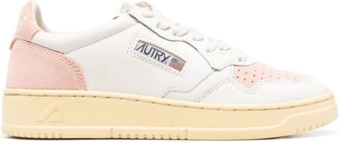 Autry Lage leren sneakers met contrasterende inzetstukken White Dames