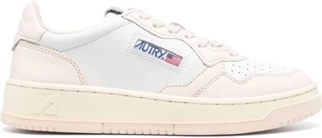 Autry Witte en Nude Leren Sneaker met Geperforeerde Neus White Dames - Foto 3