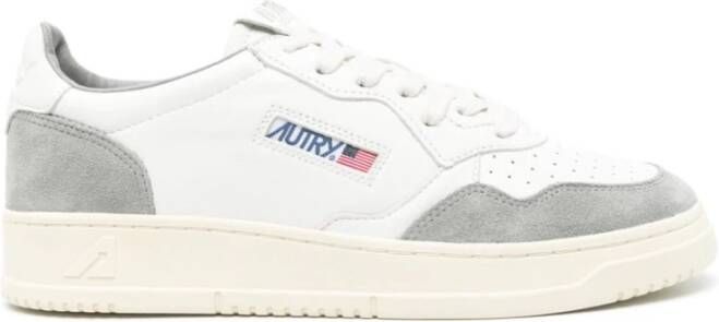 Autry Witte leren lage sneakers met grijze suède details Gray Heren