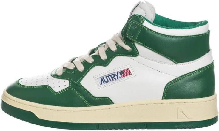 Autry Groen Wit Leren Mid-Top Sneakers White Heren