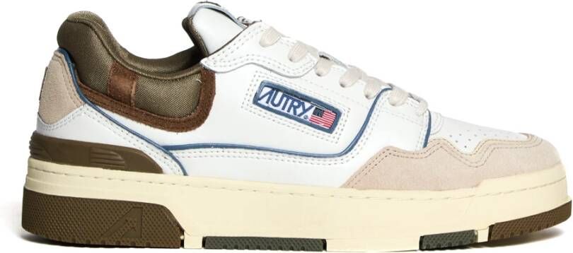 Autry Witte lage sneakers met groene details White Heren