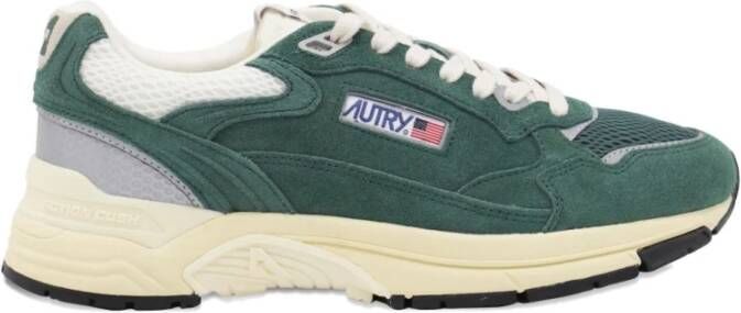 Autry Groene Mesh Sneakers met Suède Panelen