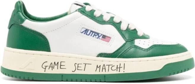 Autry Groene Sneakers Paneelontwerp Ronde Neus