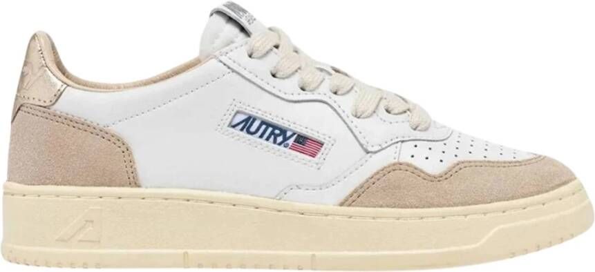 Autry Witte Gouden Sneakers met Geperforeerde Details White Dames