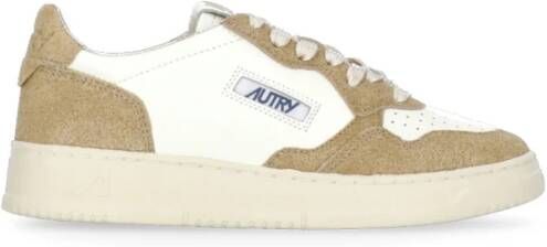 Autry Ivoor Leren Sneakers met Lurex Inzetstukken