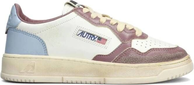Autry Lage Dames Sneakers Leer Wit Celeste Rood