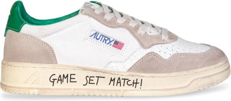 Autry Lage Groene Crack Sneakers White Heren