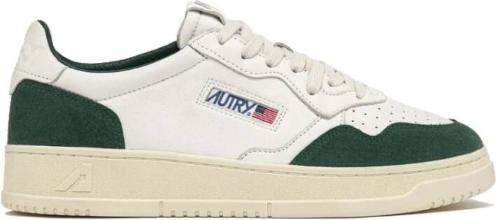 Autry Lage leren en suède sneaker wit & groen