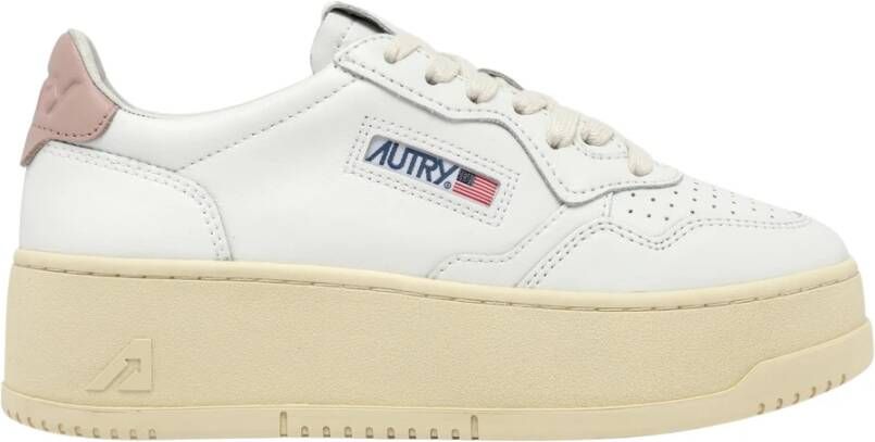 Autry Lage Leren Platform Schoenen White Dames
