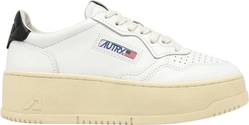 Autry Lage Leren Platform Schoenen White Dames