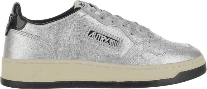 Autry Lage Leren Sneakers Unisex Zilver Zwart