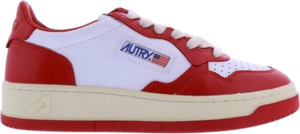 Autry Vintage lage leren sneakers met Amerikaanse vlag detail Rood Heren