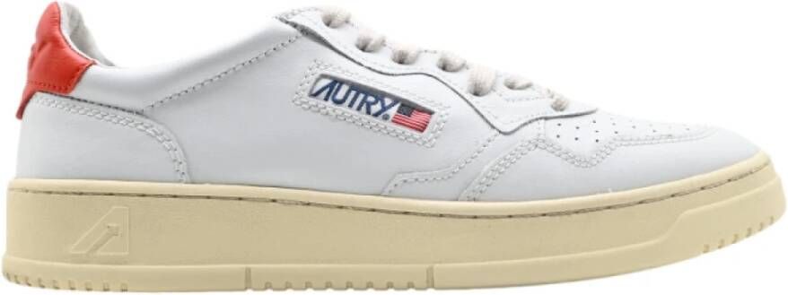 Autry Lage Leren Sneakers Wit Oranje White Heren