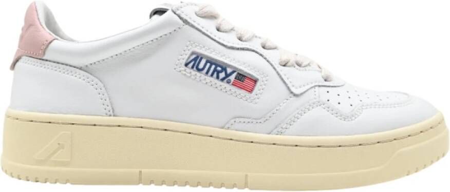 Autry Lage Leren Wit Roze Sneakers White Dames