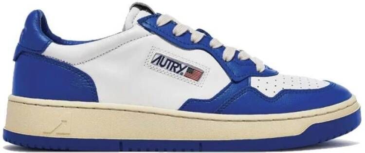 Autry Lage Leren Witte Sneakers Blue Heren