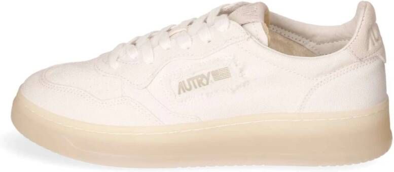 Autry Lage Linnen Sneaker met Suède Details White Heren