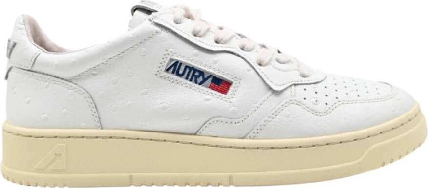 Autry Lage Man Struzzo Leder Wit Sneakers White Dames