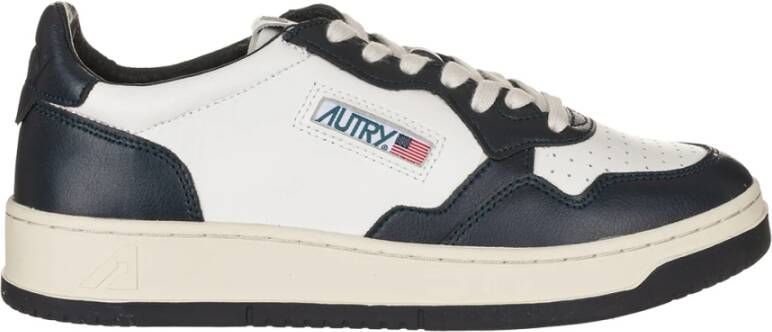 Autry Vintage-geïnspireerde witte en groene leren sneakers White