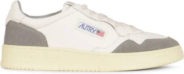 Autry Witte leren lage sneakers met grijze suède details Gray Heren - Foto 4