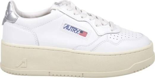 Autry Lage Platform Sneaker in Wit Zilver