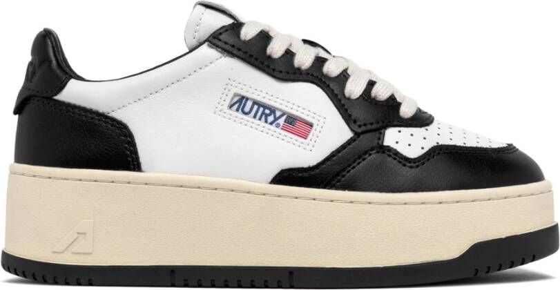 Autry Lage Platform Sneakers in Zwart Wit Leer - Foto 2